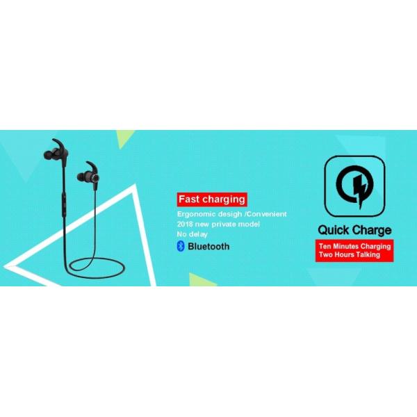 Hot selling fast-charging sports bluetooth earphones,magnetic wireless in-ear sports earphones with built-in microphone