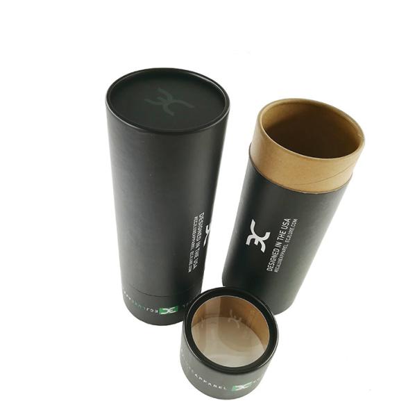 Custom Kraft Paper Black Tube Packaging Round Gift Box For Skincare
