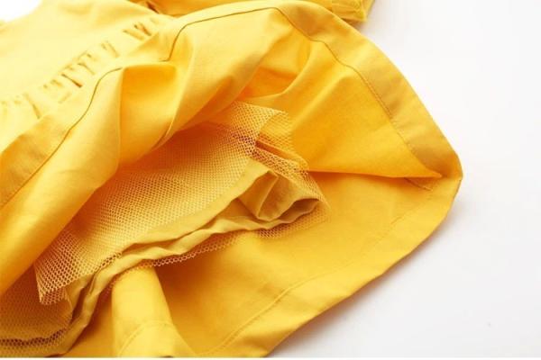 2016 Fashion Girl Colorful Kid's Dress long sleeve Yellow Dancing Dress Prince Style Q051