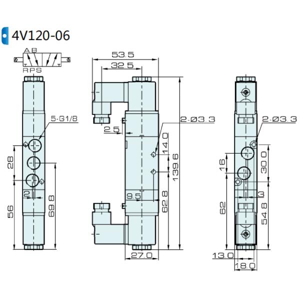 Airtac Type 4V120-06 Solenoid Air Valve 5/2 Double Pneumatic Solenoid valve