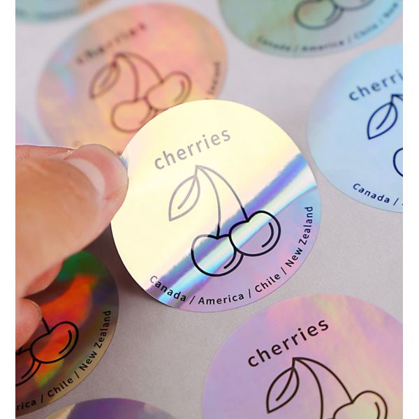 Holographic Fruit Food Packaging Sticker Label Cherry Grape Banana Fruit