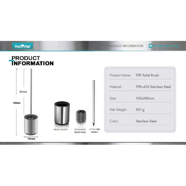 Bathroom Round TPR Toilet Bowl Cleaning Brush With Holder Free Standing