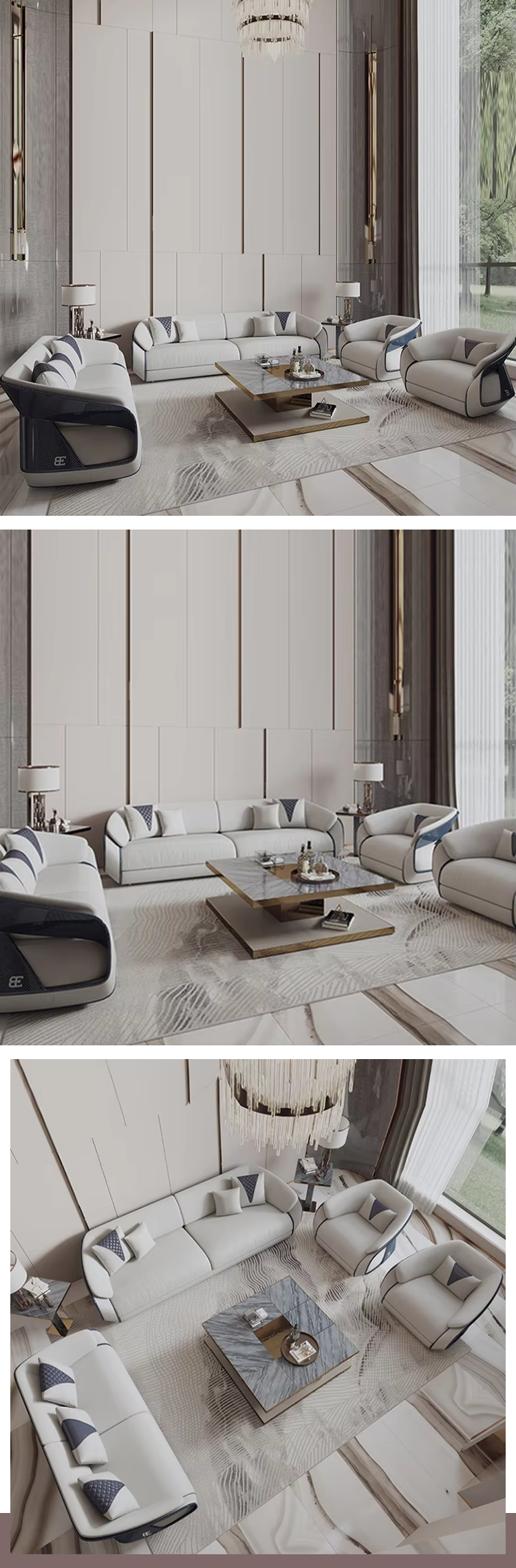 Elegant Sofa Suite With Unique Color - Blocking Design, Suited for High - End Home Spaces