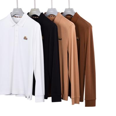 Camiseta de manga curta masculina de polo de design personalizado com 5% de tecido de spandex e logotipo bordado