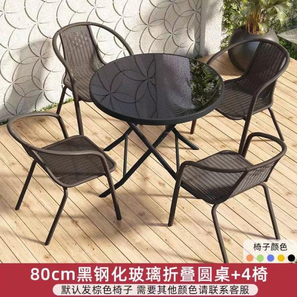 Outdoor Armchair Plastic Material Rattan Armchair Garden Patio Chair Set for Outdoor