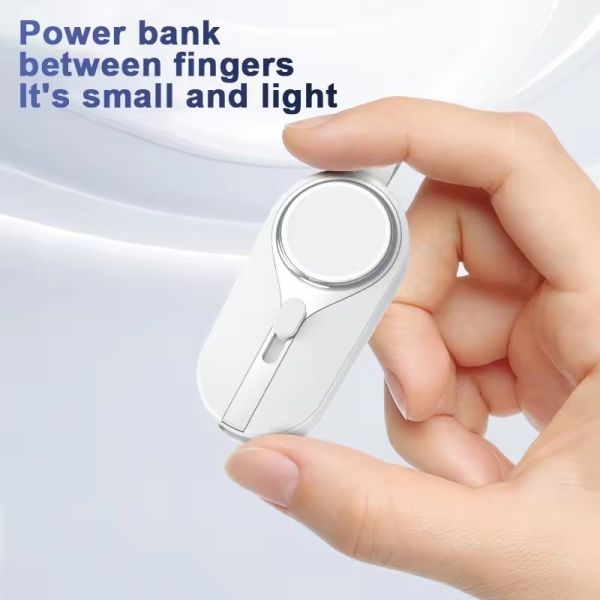 2 in 1 Wireless Charger 3000mah Portable Charger Mini Keychain Emergency Power Bank Keychains