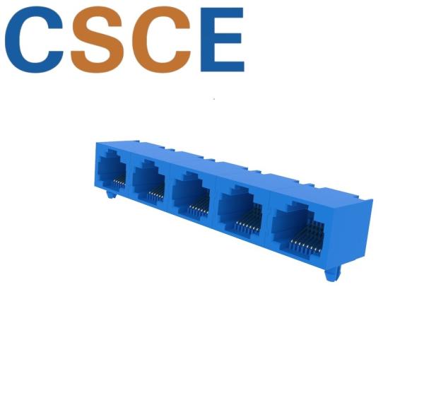8P8C Unshielded 1×5 Multiple-Port RJ45 Connector For Ethernet Switch
