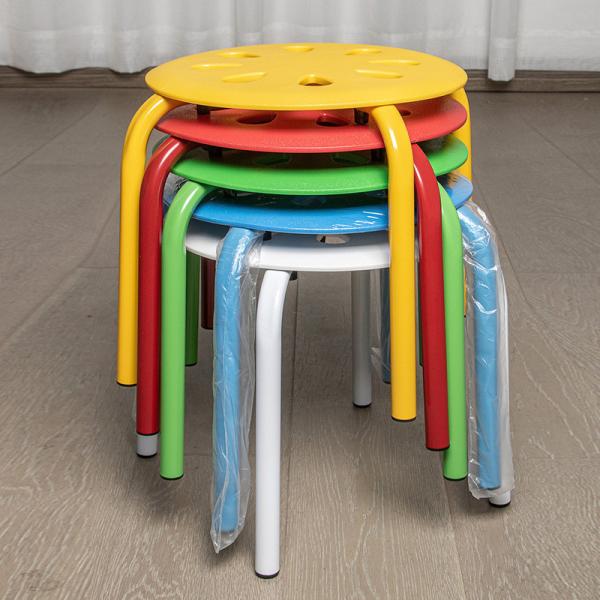 Outdoor Furniture White Plastic Stool Chair for Adults and Kids Space-Saving Design