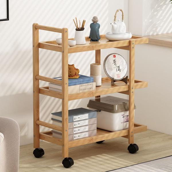 3 Layer Storage Rack Shelf Corner Table Side Rolling Trolley Cart for Living Room Furniture in Restaurant and Coffee