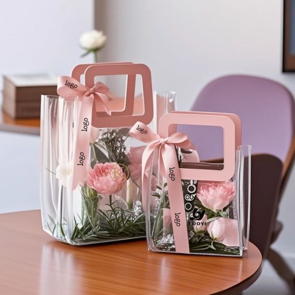 Customizable Food-Grade Transparent/Frosted Flat Satchel Self-Sealing  Plastic Bags Carry Handle For Food Packaging