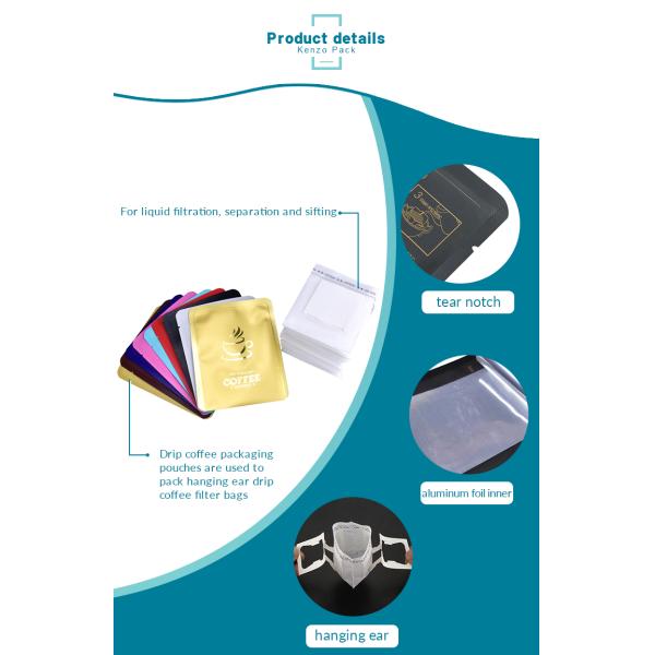 Non Ketene Kraft Drip Coffee Filter Bags Good Shrinkage