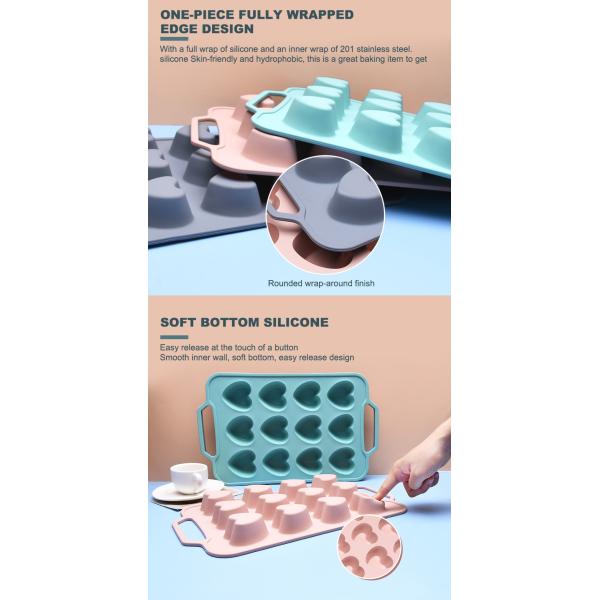 Heat Resistant Non Stick Heart Shaped Silicone Muffin Molds
