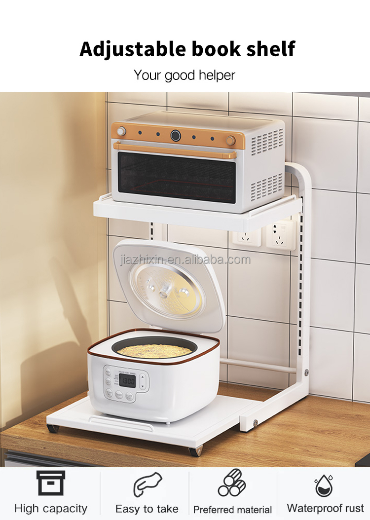 NEW Adjustable with Wheels Multifunctional Wire Mesh Shelf Expandable Microwave Oven Stand Expandable Storage Rack for Kitchen