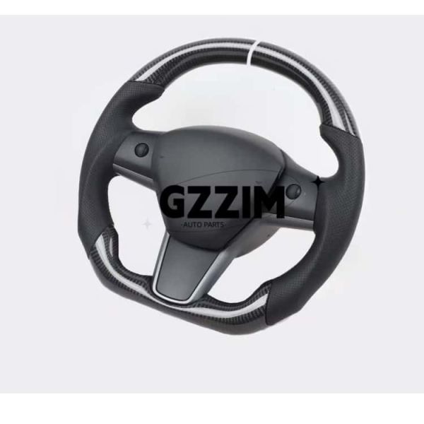 Hot Selling Black & White Carbon Fiber Car Steering Wheel for Tesla Model 3 Model Y