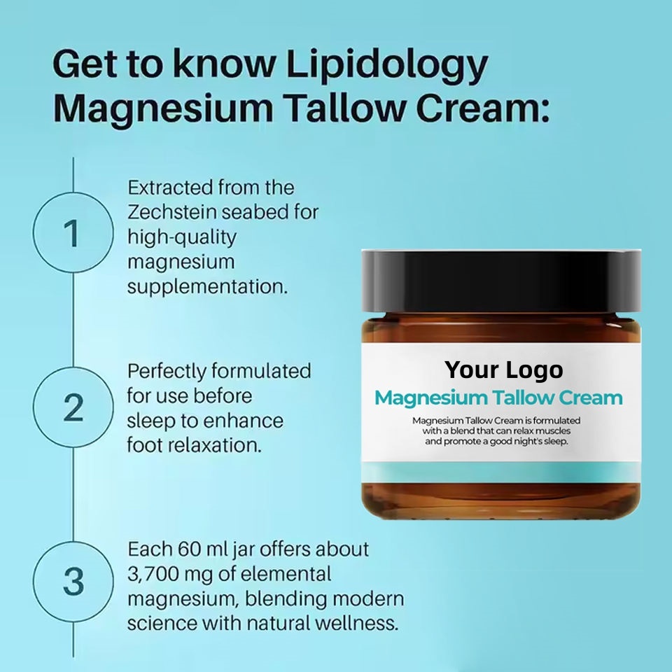 OEM ODM Brand Beauty and Skincare Products Natural Beef Fat Magnesium Relaxing Moisturizing Facial Body Foot Facial Moisturizing Cream Fragrance