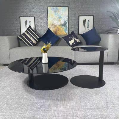 Contempo Steel Tempered Glass Coffee Table Set Minimalist Unique