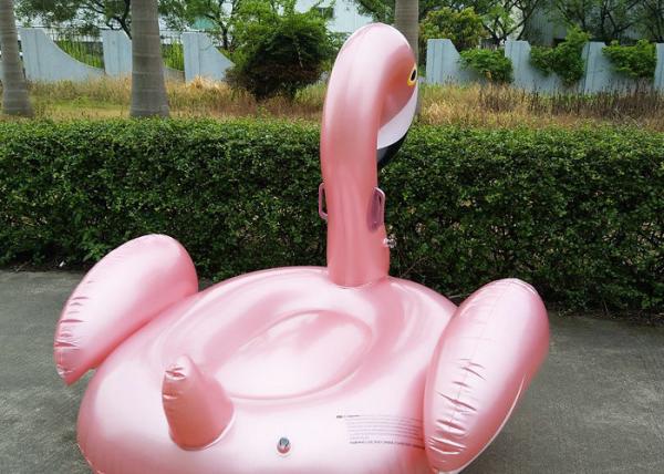 Rose Gold Inflatable Water Toys 0.25mm PVC Flamingo Pool Float For Kids Logo Printed