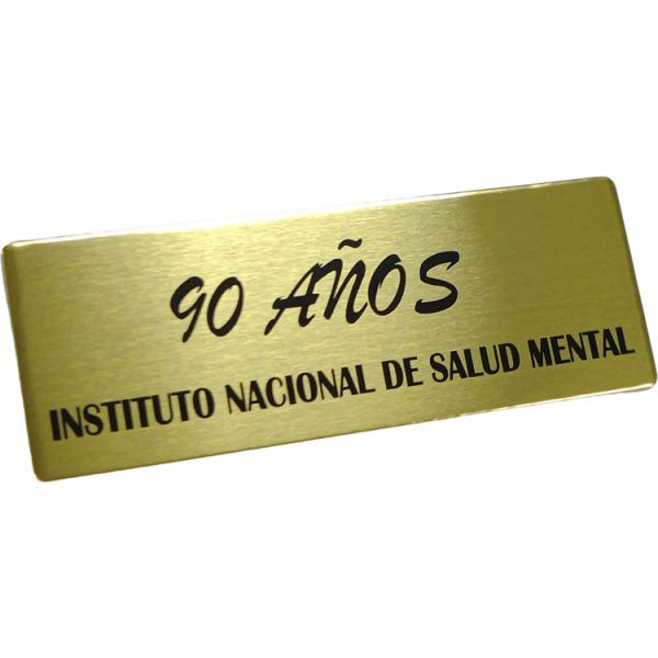 Custom Aluminum Golden Nameplate Black Text Printing Metal Label With 3M Adhesive