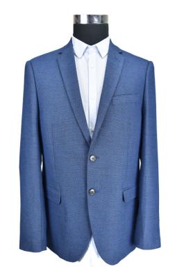 Big Size Blue Knit Blazer Navy Mix Office Business Adults Anti Wrinkle