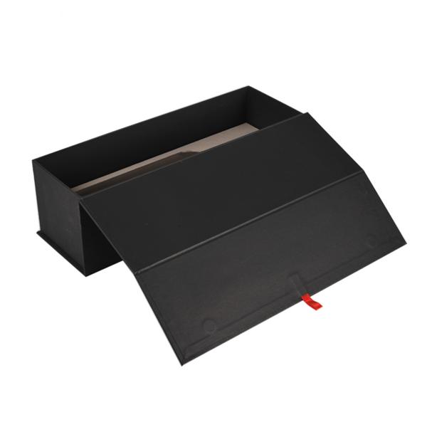 Single Bottle Magnetic Chipboard Gift Boxes For Wine Packaging Full Black
