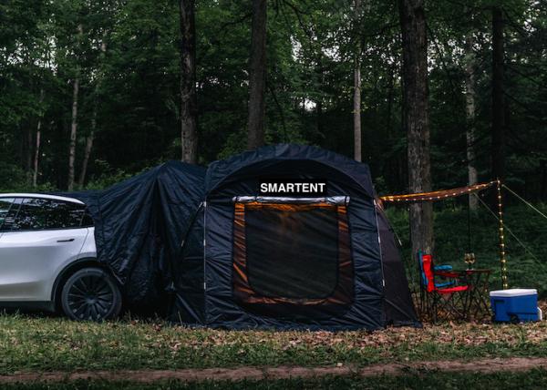 Black Waterproof Ripstop Polyester Fiberglass Tesla Camping Tent For Model Y Easy Setup And Enhanced Ventilation