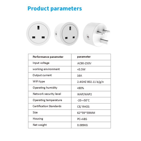 16A High Power Smart Plug with Power-off Memory and Real-time Energy Monitor for UK Appliances