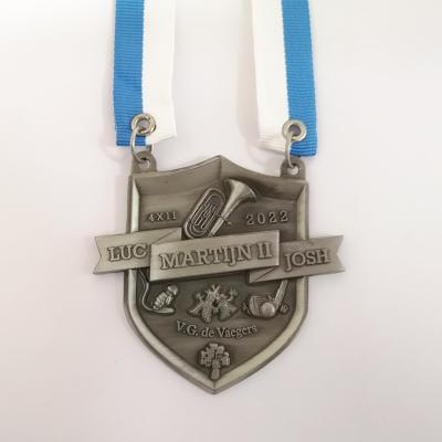 3D Diecast Musical Carnival Medal With Ribbon Zinc Alloy Antique Silver Plating