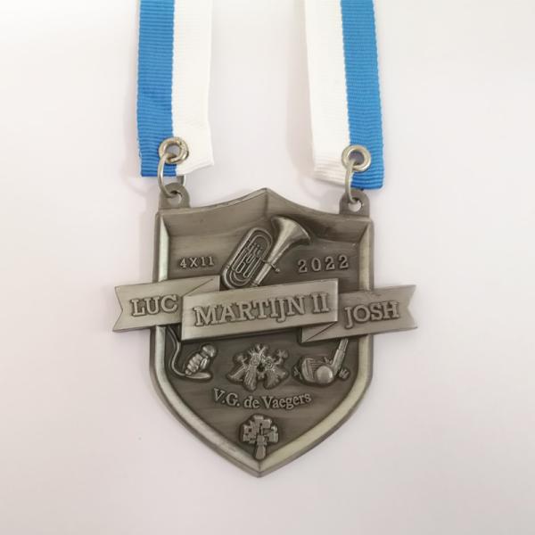 3D Diecast Musical Carnival Medal With Ribbon Zinc Alloy Antique Silver Plating