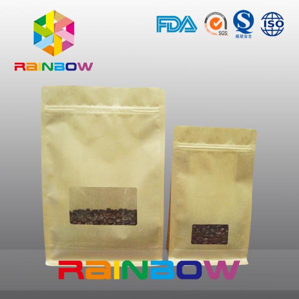 Custom Printed Kraft Paper Bag With Transparent Window for Coffee Beens