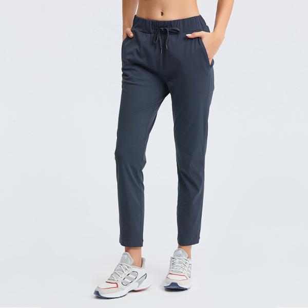                  New Nude Loose Yoga Pants Elastic Draw Rope Straight Leg Casual Fitness Pants for Women             