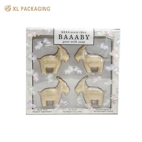 Luxury Custom Paper Cosmetic Gift Boxes With PVC Window And Flocked Insert For Soap Tea
