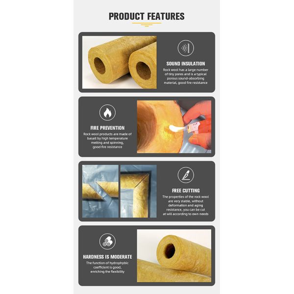 Mineral RockWool Insulation Steam Pipe Insulation Rock Wool Tube