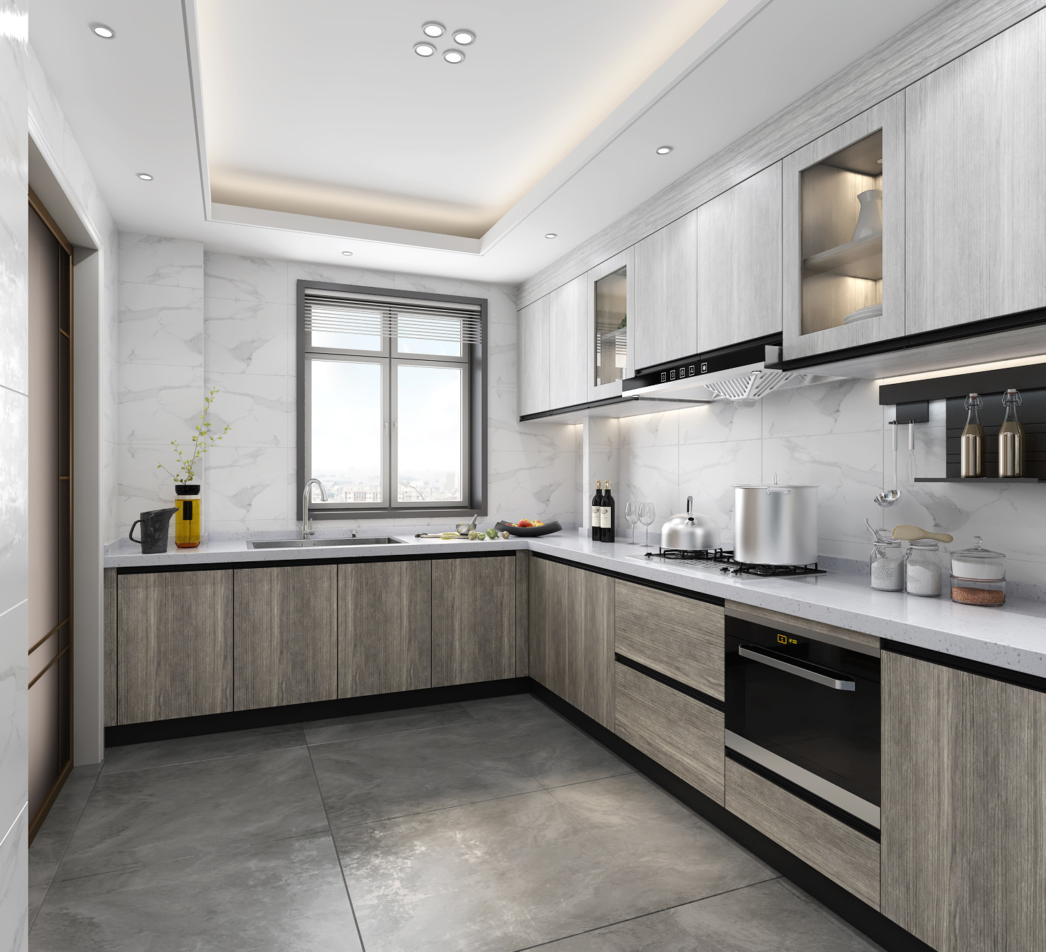 Professional Custom Modern Kitchen Cabinet Furniture with Quartz Stone Countertop