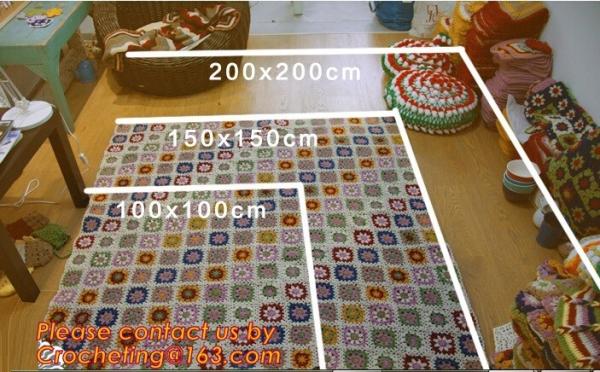 Nordic Hand-woven crochet hook Daisy striped blanket, Cashmere knitted blanket, sofa blank