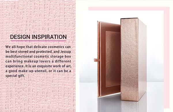 Rose Golden Foldable Cosmetic Travel Box With Makeup Mirror