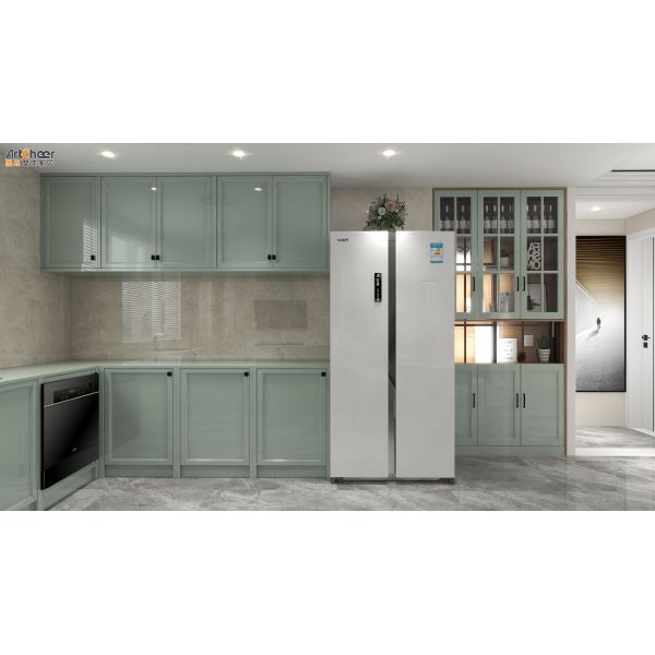 Customized L Shape Solid Wood Kitchen Cabinet with Modular Design and Scandinavian Style