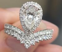 18k forme de poire diamants pleins femmes bague laboratoire diamants adulte bague princesse design design de luxe