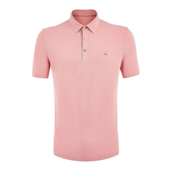 Pink Custom Polo Shirts 170-210Grams With Embroidered Seamless Design