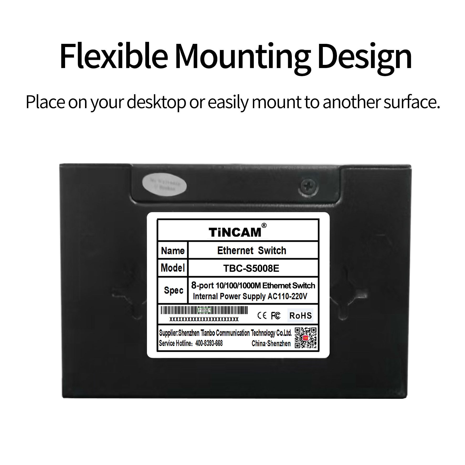8-Port Gigabit Ethernet Switch Unmanaged Desktop Network Switch Metal Housing Plug & Play TBC-S5008E