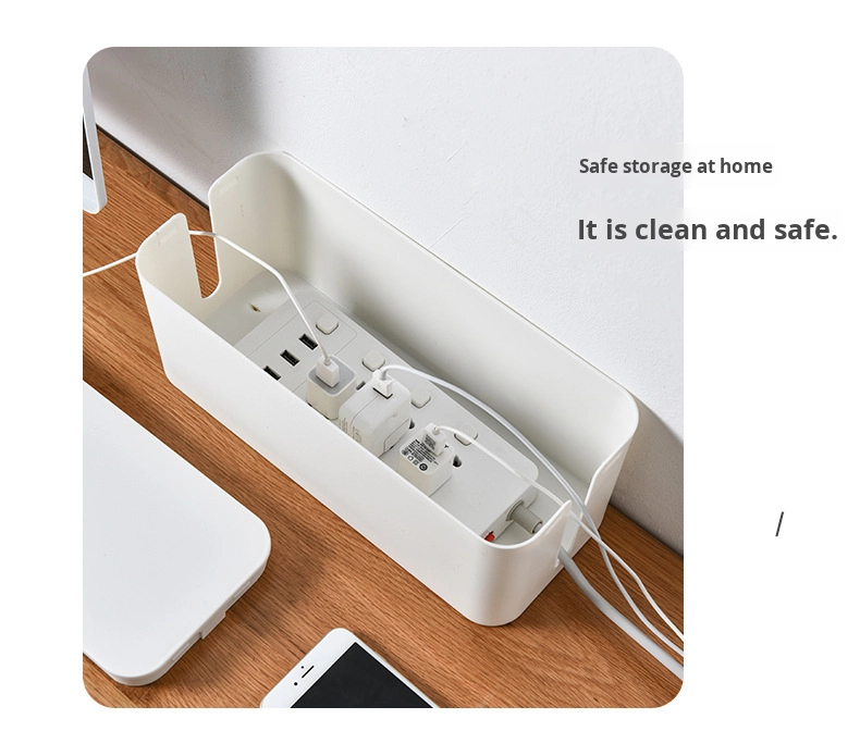 Modern PS Plastic Cable Management Box Large Desktop Organizer for Home Office Power Strip & Wire Storage