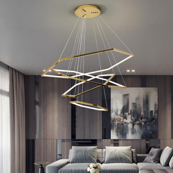 Lâmpadas de teto LED de aço inoxidável eletroplacado acrílico Lâmpadas comerciais modernas E14
