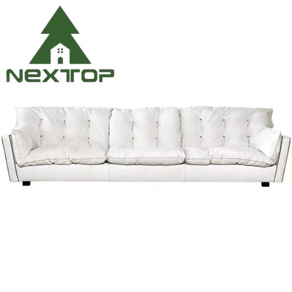 Light Green Comfortable Fabric 3 4 5 6 Seater Long Sofa Customization
