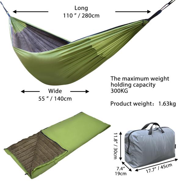 280x140cm Underquilt Portable Camping Hammock For Winter