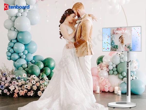 Qtenboard StandByMe TV White Cabinet and Ntsc 60Hz Refresh Rate for Weddings