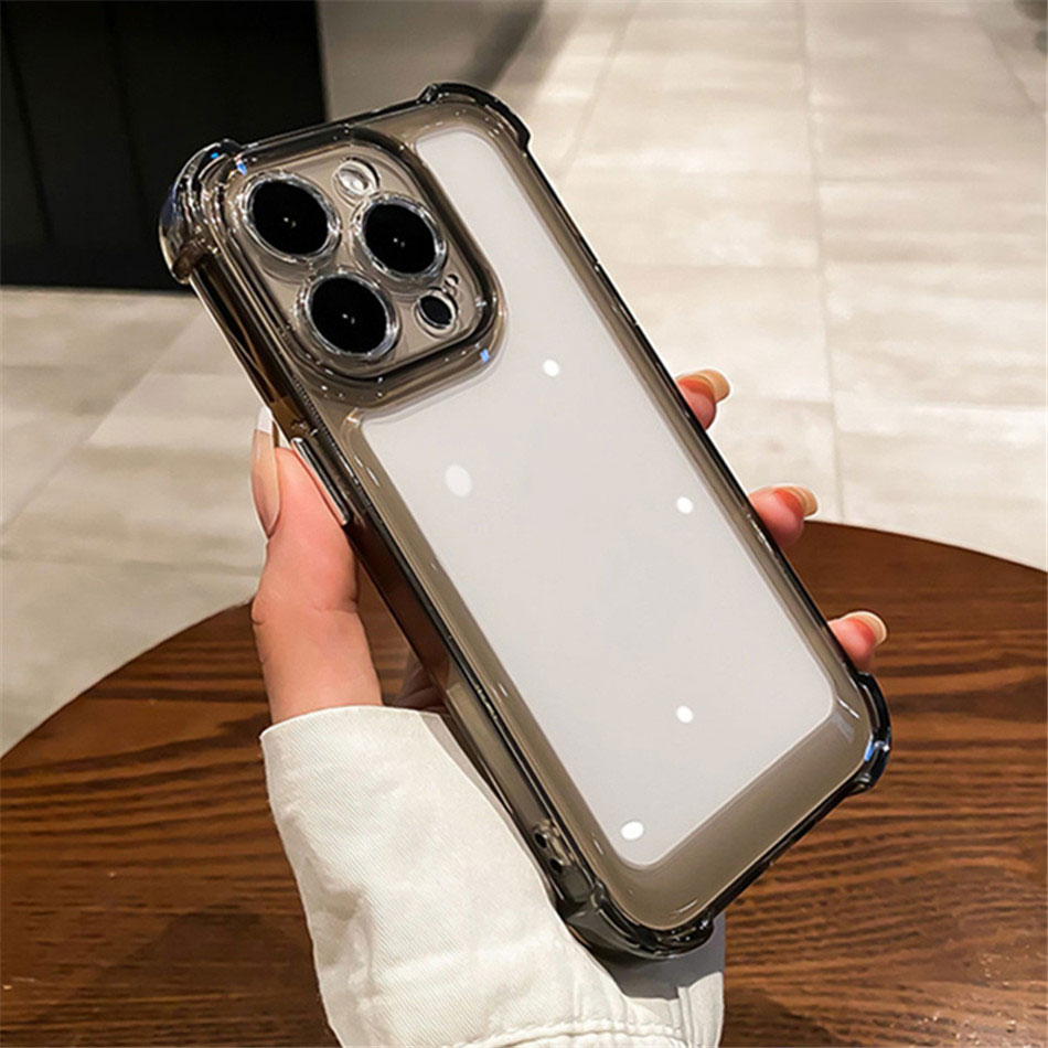 For Luxury Shockproof Anti-yellow Clear Hard Phone Case for 14 13 Pro Max Soft Silicone Bumper Transparent Cover