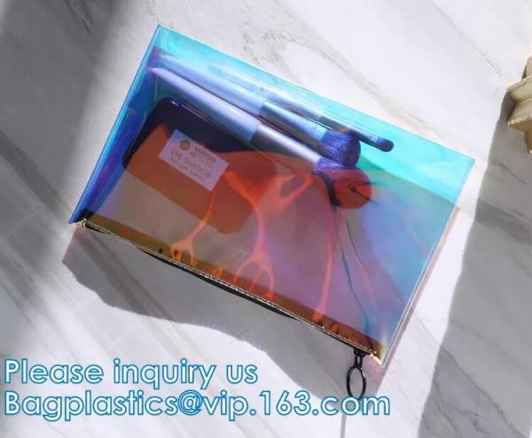 DAZZLING HOLOGRAPHIC, TPU PVC Laser Cosmetic Bag, Makeup Organizer Bags, Jelly Purse, Hanging Toiletry