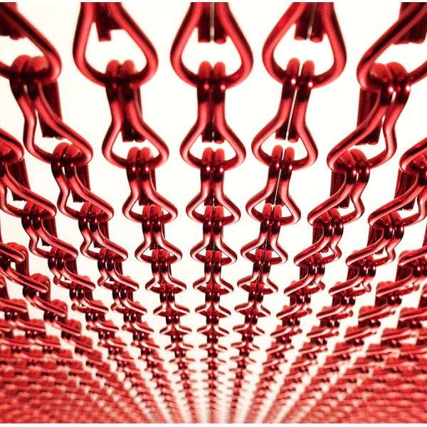 2.0mm Wire diameter Red Color Aluminum Chain Metal Curtains for Hotel decoration