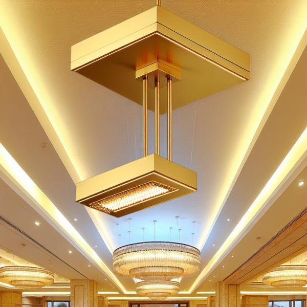 Adjustable Height Linear Brass Chandelier for Restaurants and Hotels