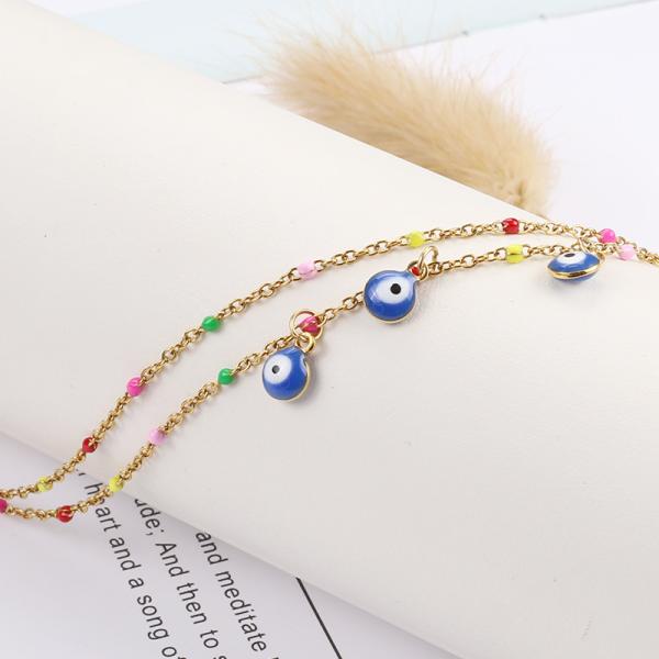 Stainless steel anklet Women's Beach Demon Eye Activity Pendant independently packaged seven-color women's foot ornament