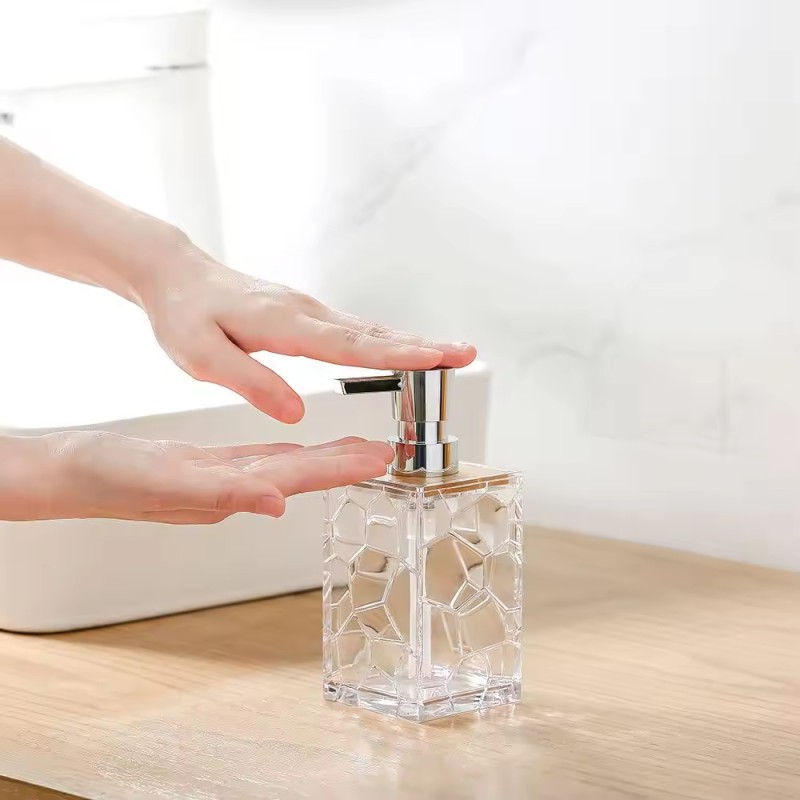 Stylish Transparent Acrylic 4 - Piece Bathroom Toiletry Set for Organizing Soap Toothbrushes Cotton Swabs